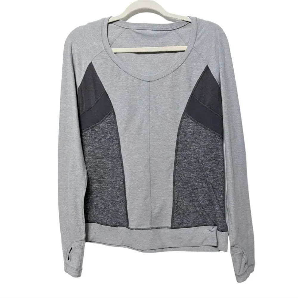 LULULEMON Stretch Colorblock Running Long Sleeve Scoop Neck Top 12